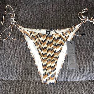 Triangle brown confetti string bikini bottom